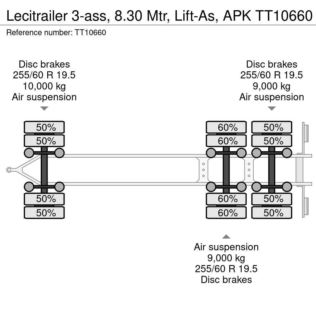 Lecitrailer 3-ass, 8.30 Mtr, Lift-As, APK Valníky