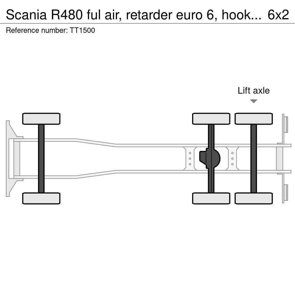 Scania R480 ful air, retarder euro 6, hooklift Hákový nosič kontajnerov