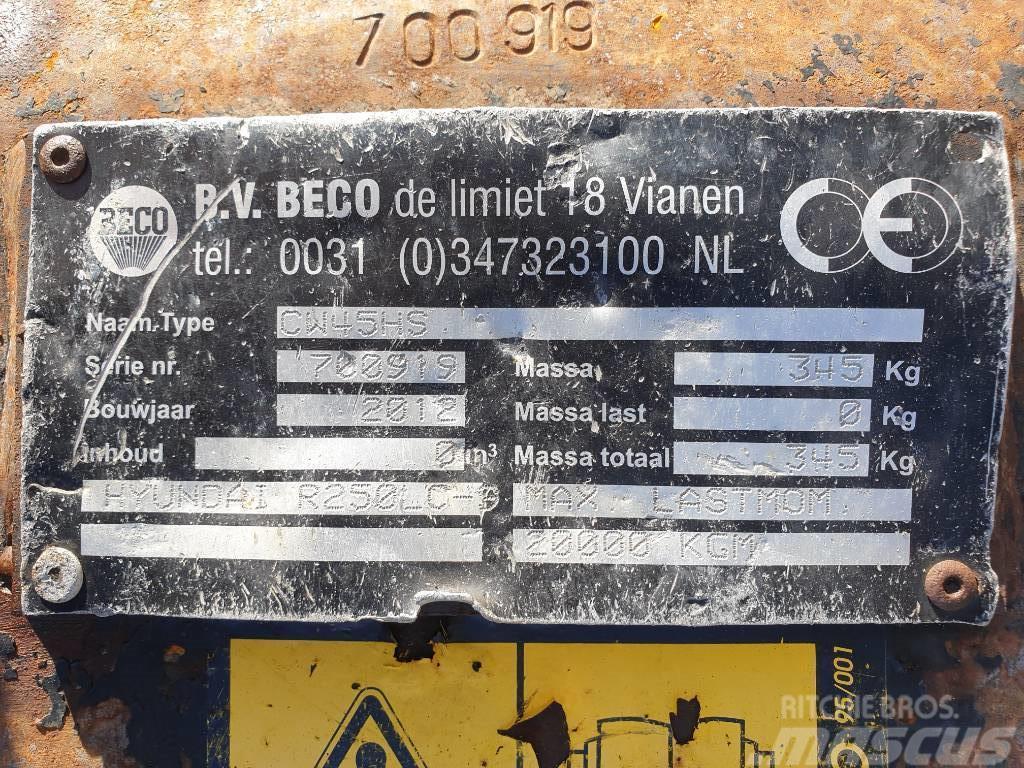 Beco Excavator quick coupler CW45S, Hyundai R250LC-9 Rýchlospojky