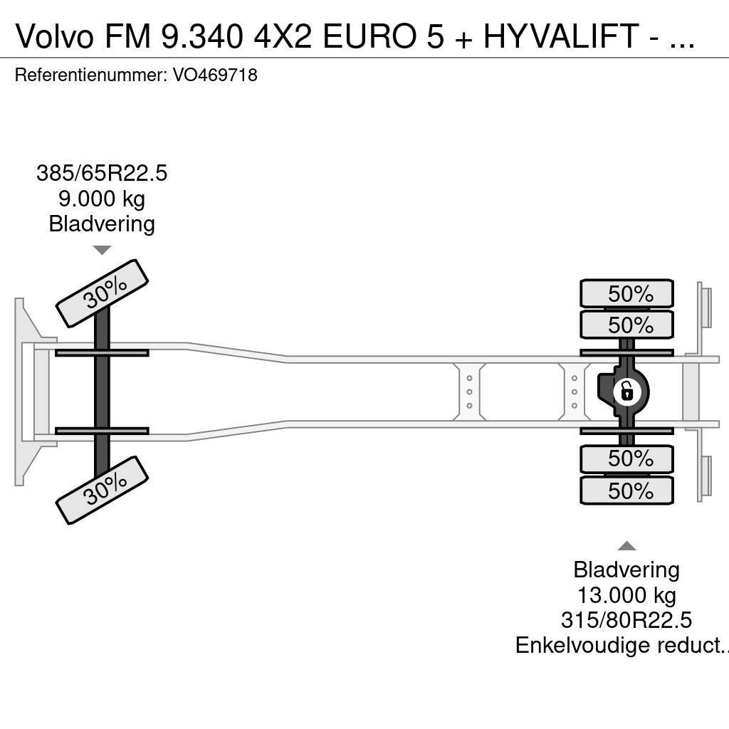 Volvo FM 9.340 4X2 EURO 5 + HYVALIFT - FULL STEEL SUSP. Ramenové nosiče kontajnerov