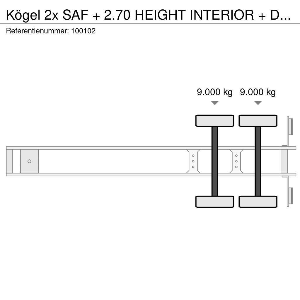 Kögel 2x SAF + 2.70 HEIGHT INTERIOR + Disc Brake Skriňové návesy