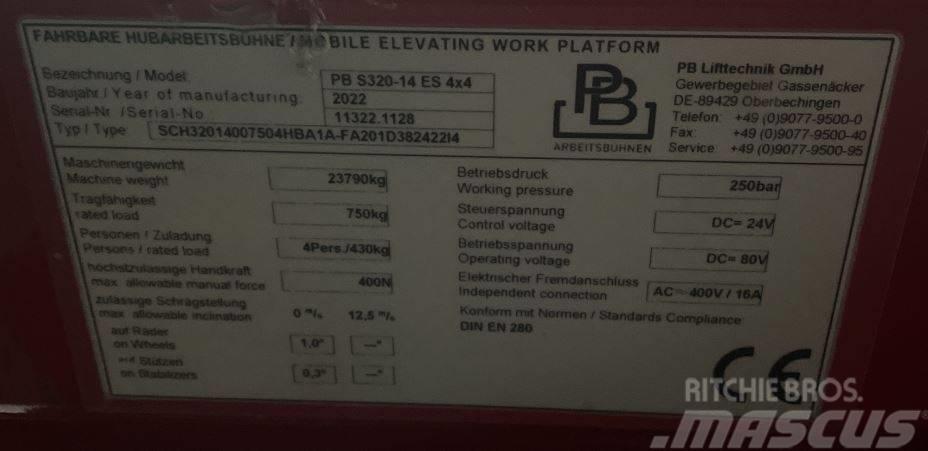 PB S320-14 4x4, high rack lift, 32m,like Holland Lift Nožnicové zdvíhacie plošiny