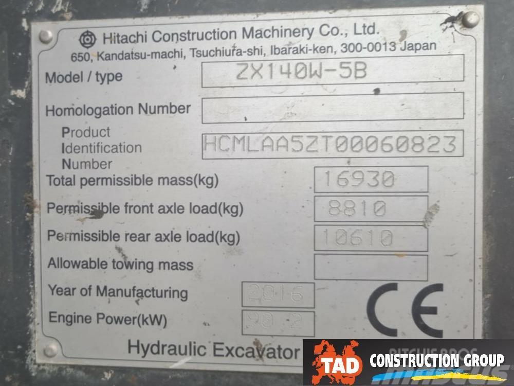 Hitachi ZX 140W-5B Kolesové rýpadlá