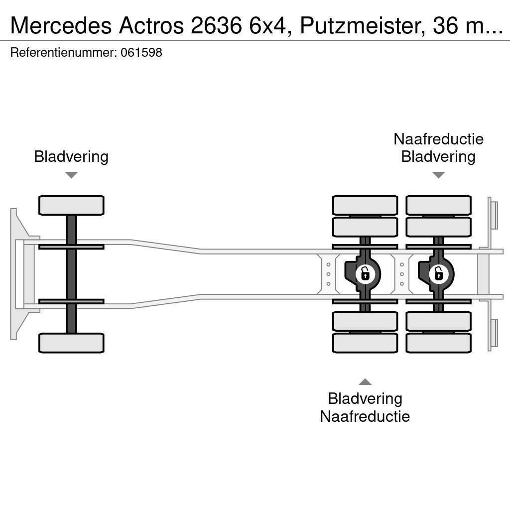 Mercedes-Benz Actros 2636 6x4, Putzmeister, 36 mtr, Remote, 3 pe Nákladné autá s čerpadlami betónu