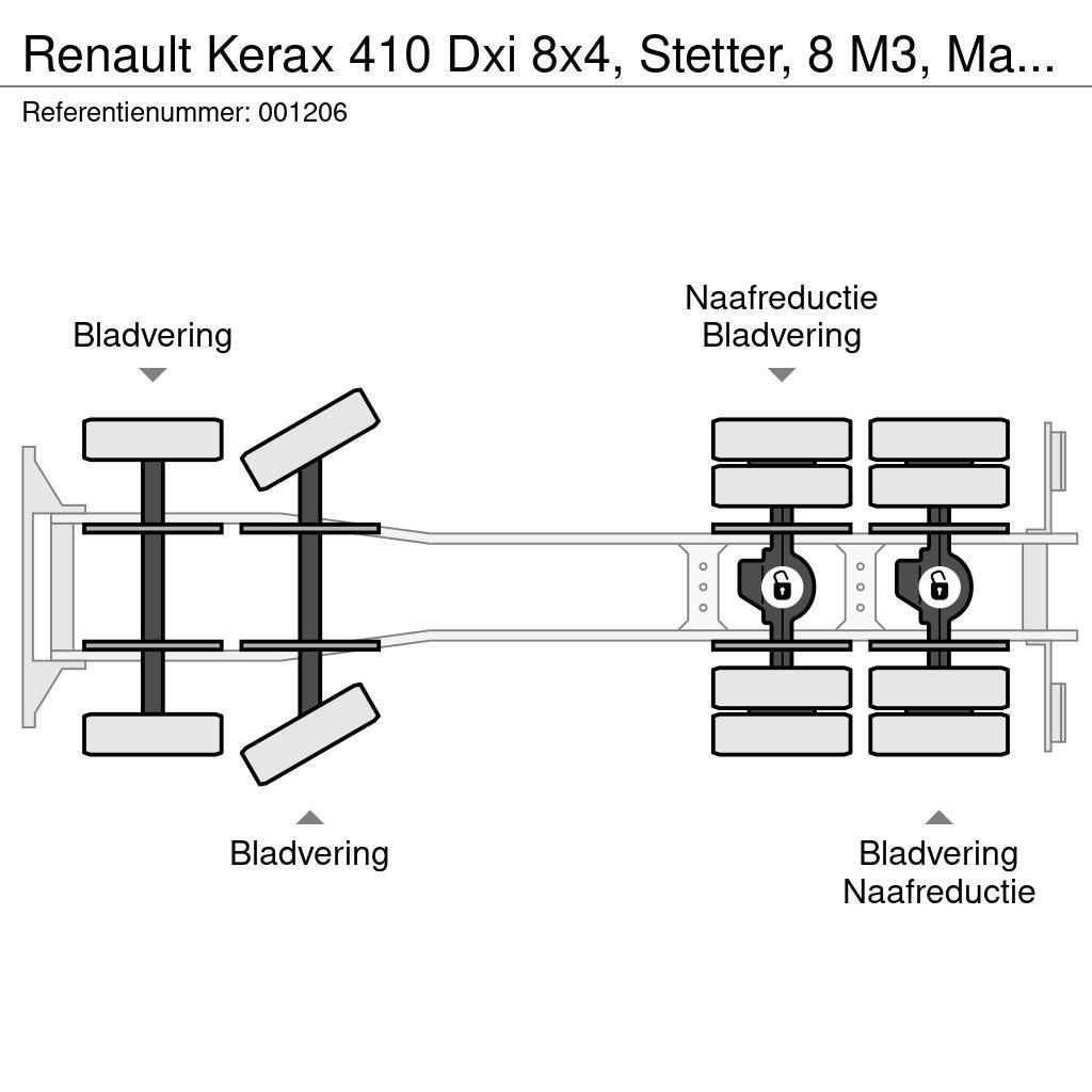 Renault Kerax 410 Dxi 8x4, Stetter, 8 M3, Manual, Steel Su Domiešavače betónu