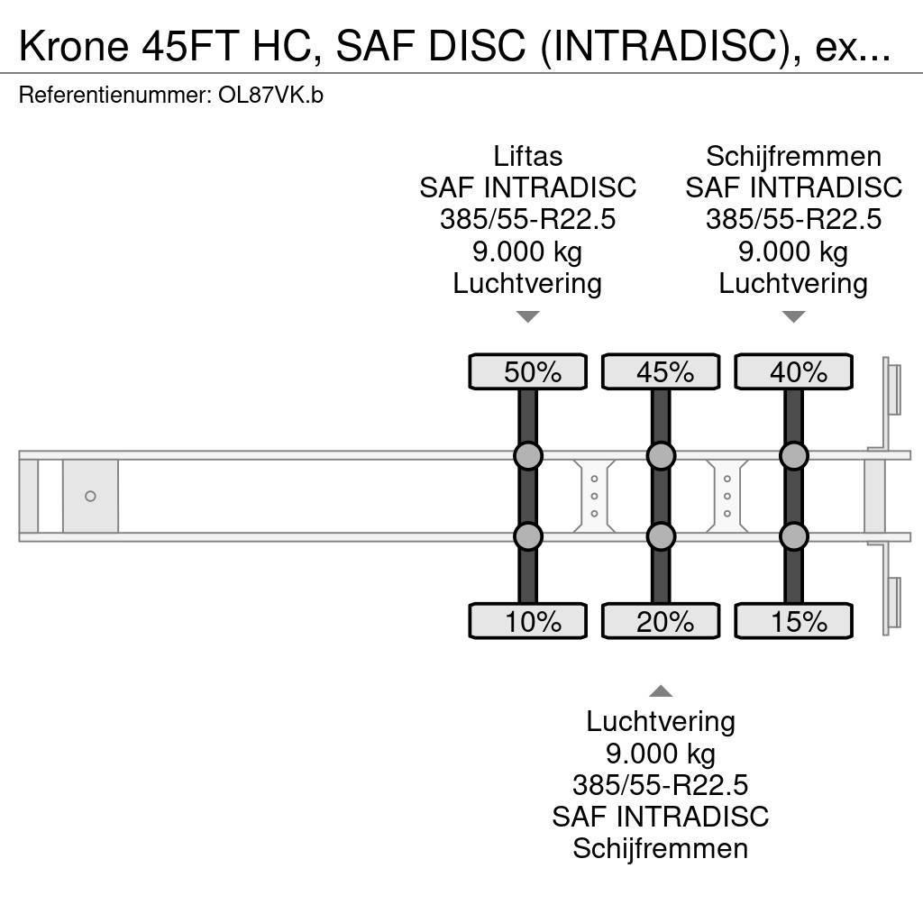 Krone 45FT HC, SAF DISC (INTRADISC), extendable front+ r Kontajnerové návesy