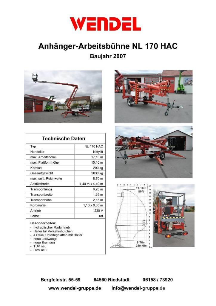 Niftylift NL 170 HAC Prívesové plošiny