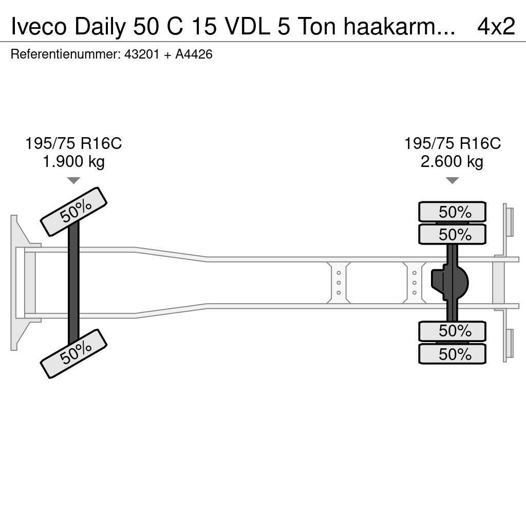 Iveco Daily 50 C 15 VDL 5 Ton haakarmsysteem + laadbak Hákový nosič kontajnerov