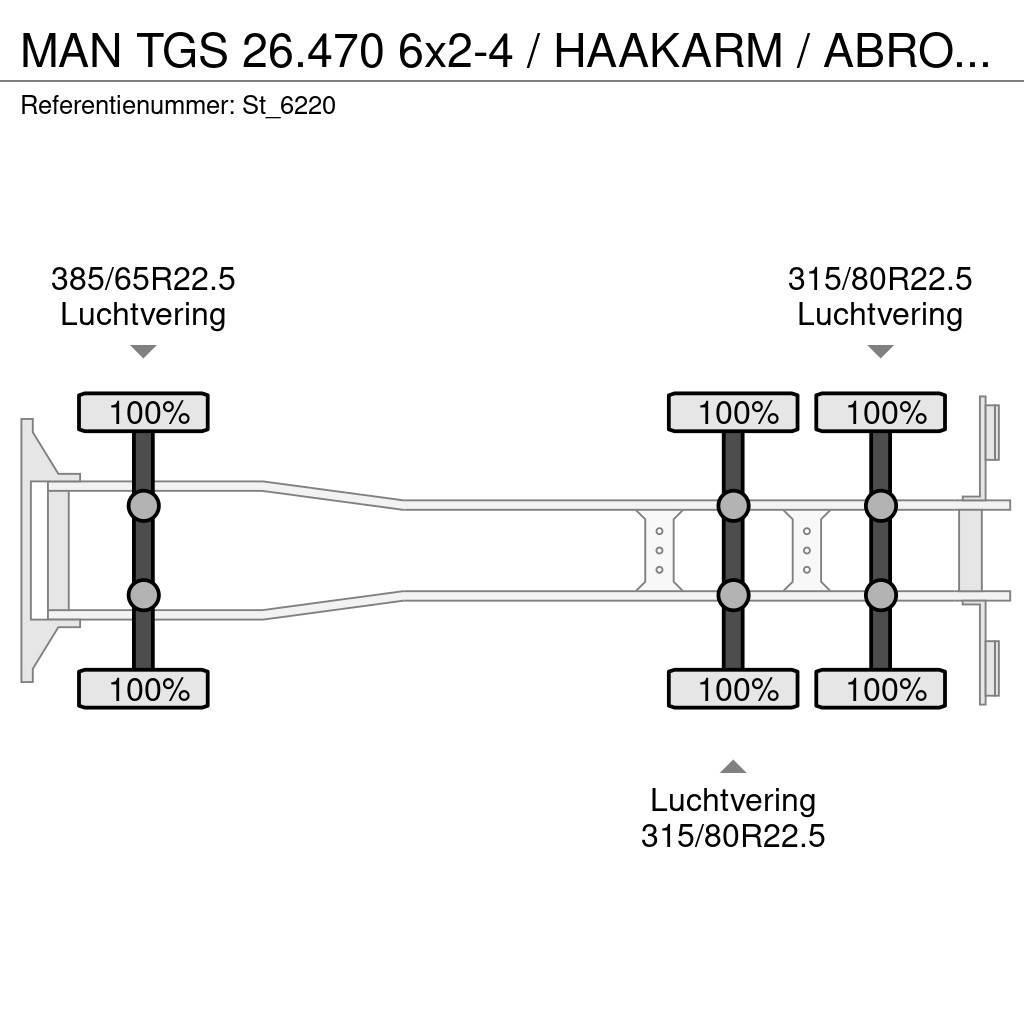 MAN TGS 26.470 6x2-4 / HAAKARM / ABROLKIPPER / NEW! Hákový nosič kontajnerov