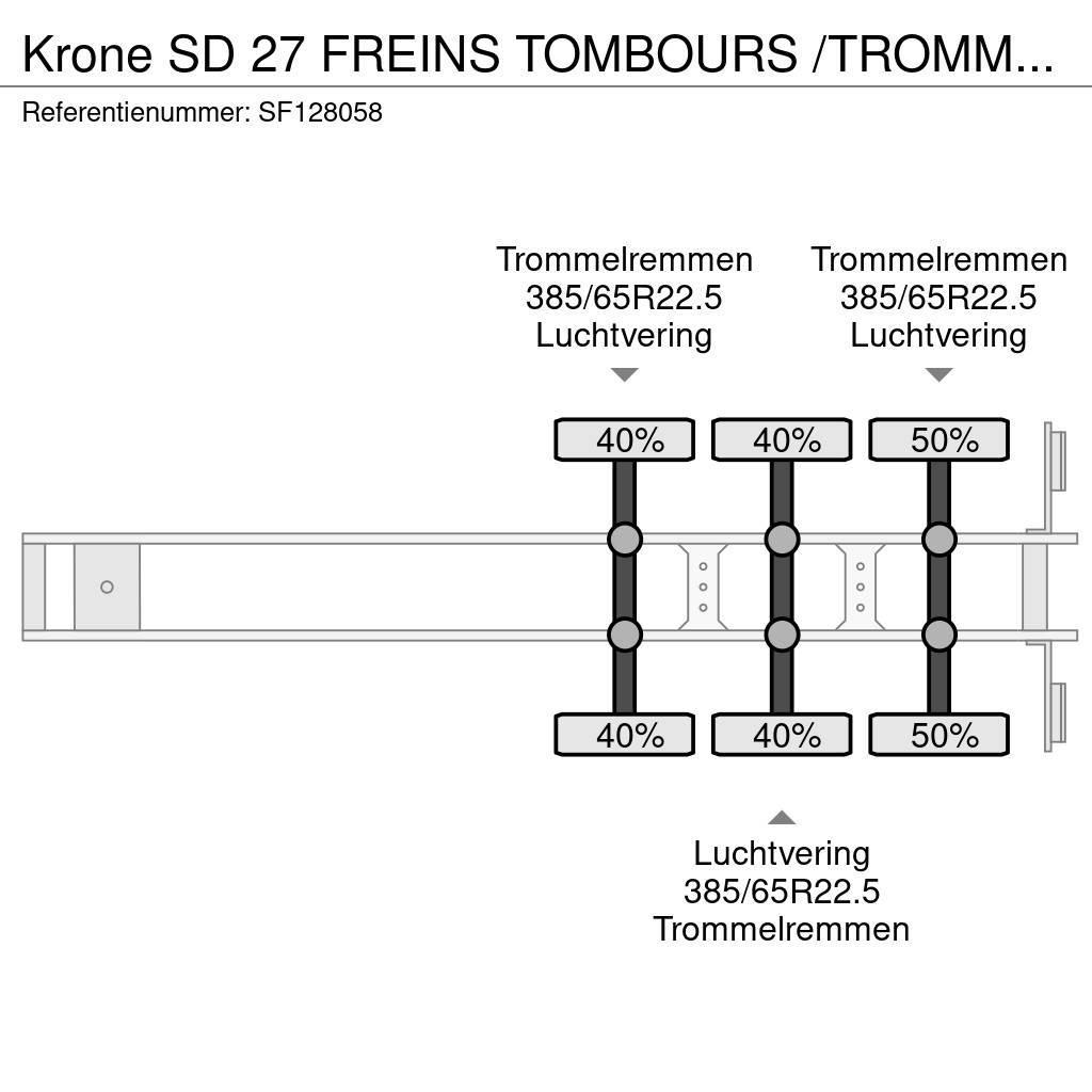 Krone SD 27 FREINS TOMBOURS /TROMMELREMMEN Valníkové návesy/Návesy sa sklápacím bočnicami