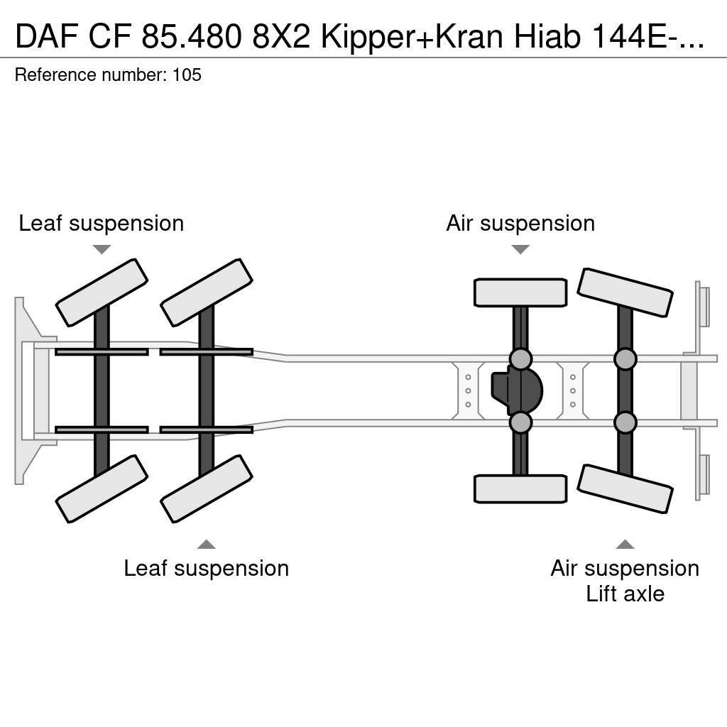 DAF CF 85.480 8X2 Kipper+Kran Hiab 144E-3 PRO Autožeriavy, hydraulické ruky