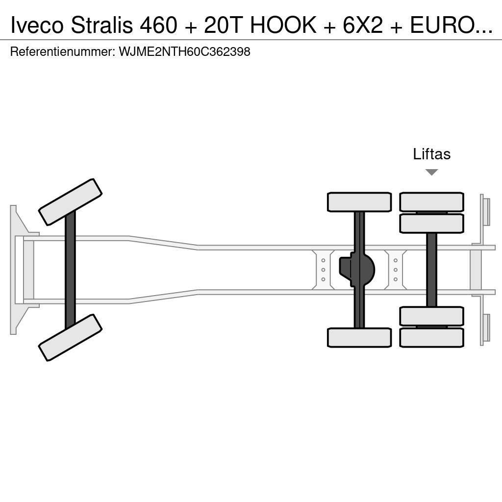 Iveco Stralis 460 + 20T HOOK + 6X2 + EURO 6 + 12 PC IN S Hákový nosič kontajnerov