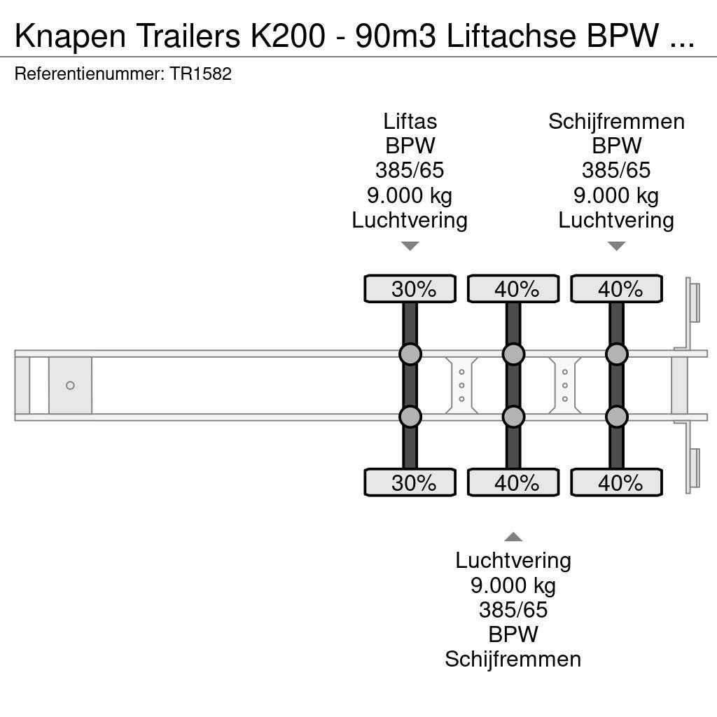 Knapen Trailers K200 - 90m3 Liftachse BPW Alcoa Floor 10m Návesy s pohyblivou podlahou