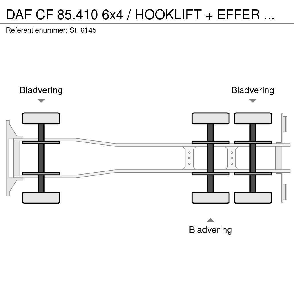 DAF CF 85.410 6x4 / HOOKLIFT + EFFER CRANE Autožeriavy, hydraulické ruky