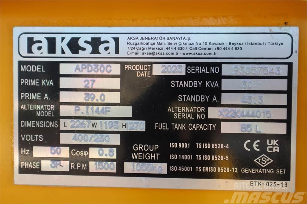 AKSA APD30C Valid inspection, *Guarantee! Diesel, 30 kV Naftové generátory