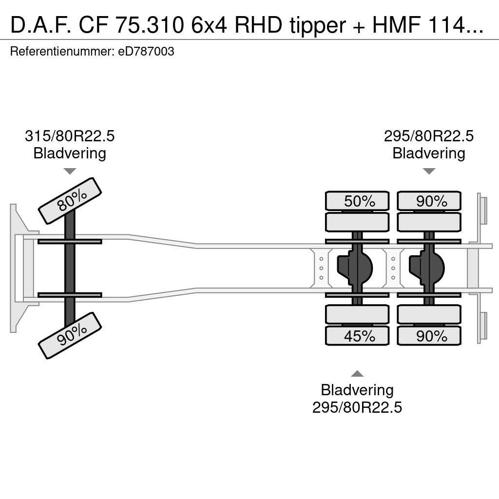 DAF CF 75.310 6x4 RHD tipper + HMF 1144 K-1 + grapple Univerzálne terénne žeriavy