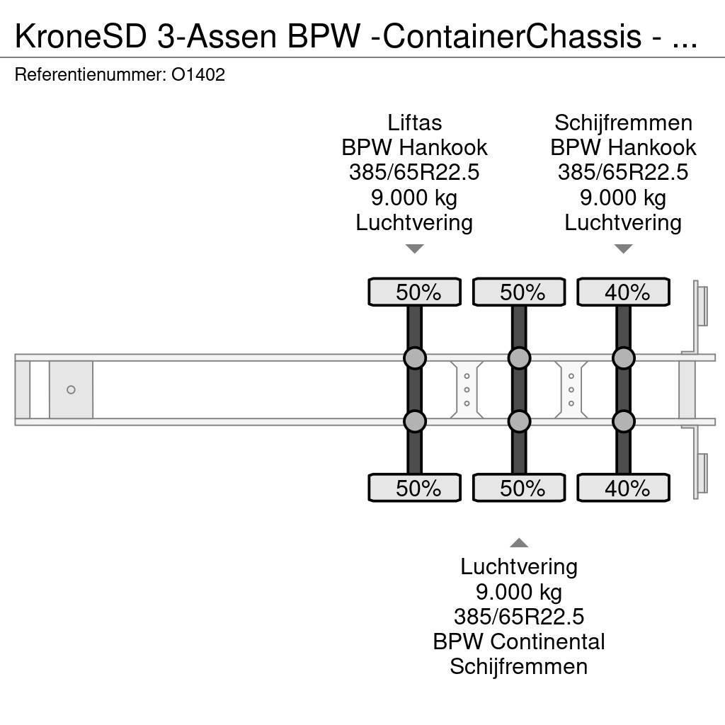 Krone SD 3-Assen BPW -ContainerChassis - Achterschuiver Kontajnerové návesy