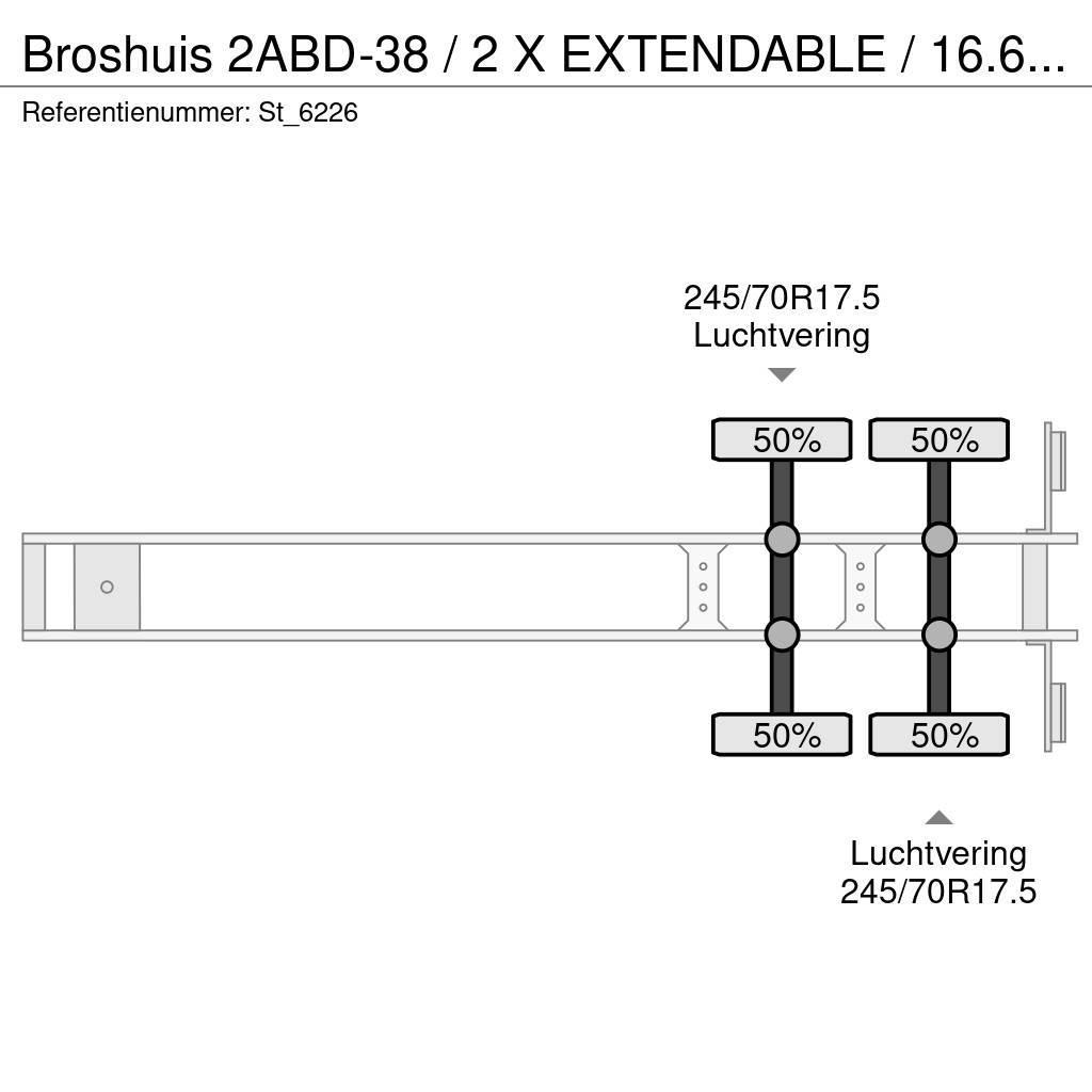 Broshuis 2ABD-38 / 2 X EXTENDABLE / 16.62 mtr BED / Podvalníkové návesy