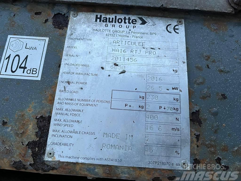 Haulotte Articulee HA16RTJ PRO BOOM 16 m / RATED LOAD 230 k Ďalšie zdvíhacie zariadenia a plošiny