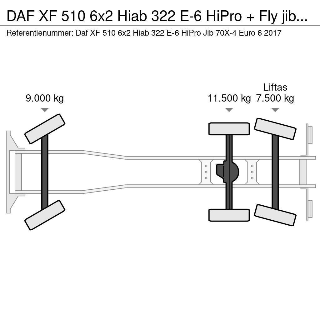 DAF XF 510 6x2 Hiab 322 E-6 HiPro + Fly jib Euro 6 Univerzálne terénne žeriavy