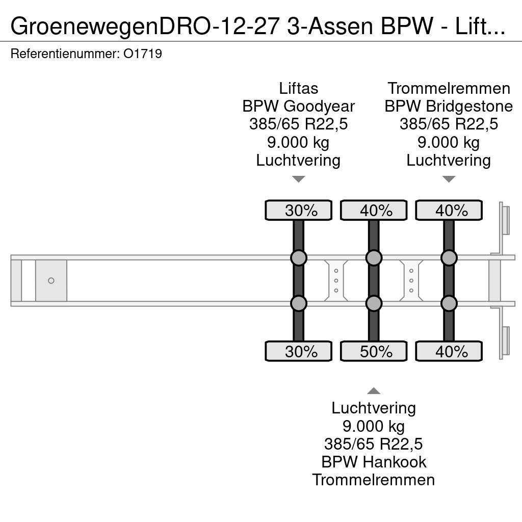 Groenewegen DRO-12-27 3-Assen BPW - Lift-as - HardHoutenvloer Plachtové návesy