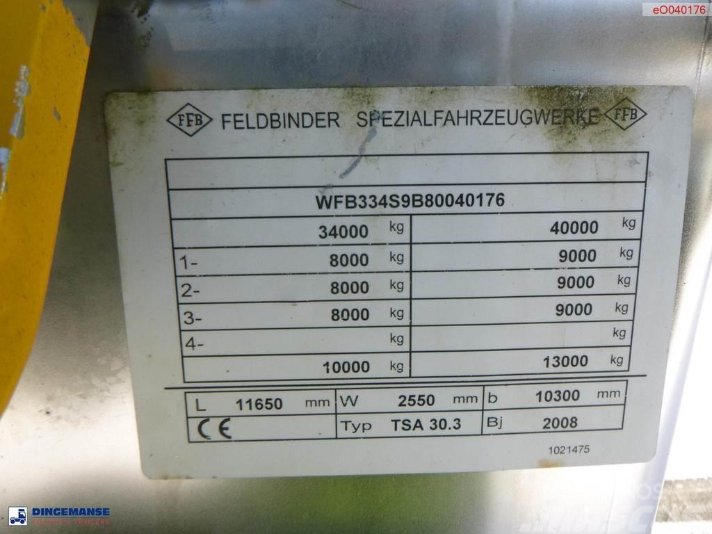 Feldbinder Chemical tank inox L4BH 30 m3 / 1 comp + pump Cisternové návesy