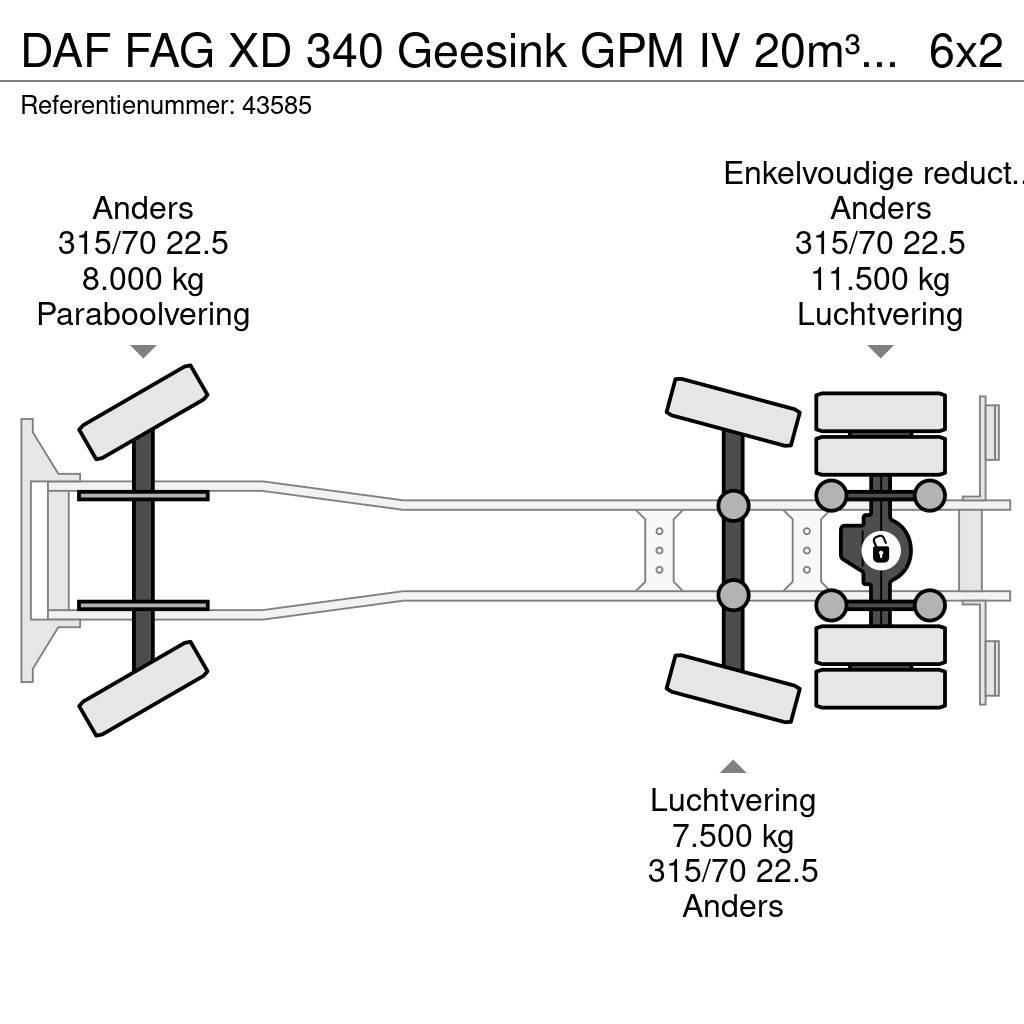DAF FAG XD 340 Geesink GPM IV 20m³ GEC Welvaarts weigh Smetiarske vozidlá