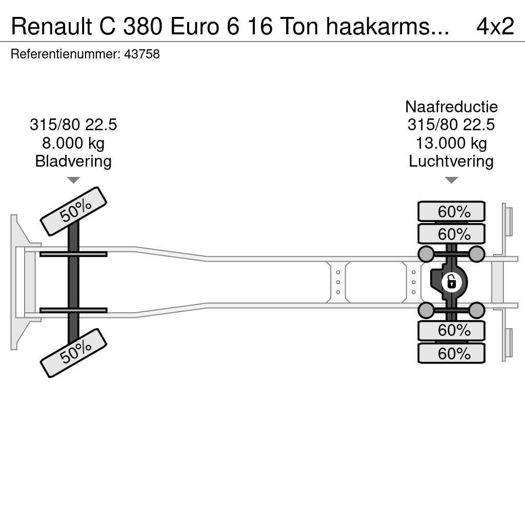 Renault C 380 Euro 6 16 Ton haakarmsysteem Hákový nosič kontajnerov