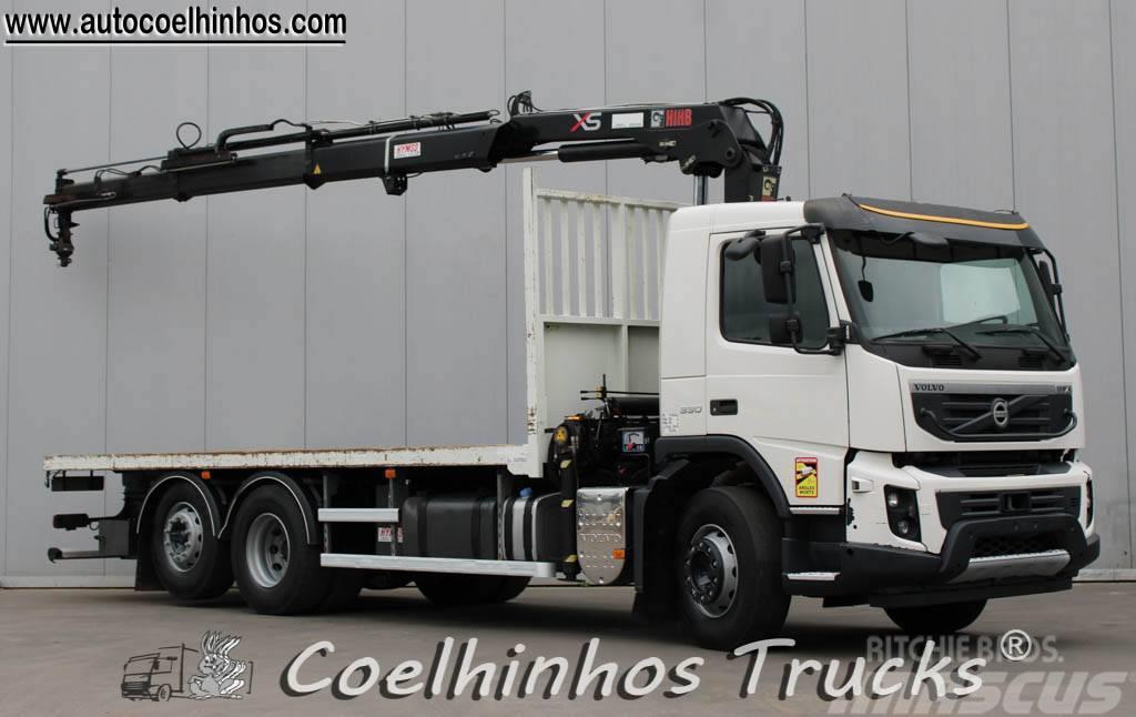 Volvo FMX 330 + Hiab 144 XS Plošinové nákladné automobily/nákladné automobily so sklápacími bočnicami
