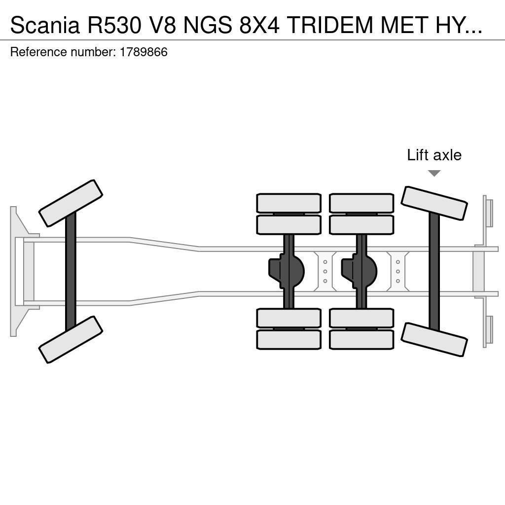 Scania R530 V8 NGS 8X4 TRIDEM MET HYVA 2Z KIPPER + HMF 50 Autožeriavy, hydraulické ruky