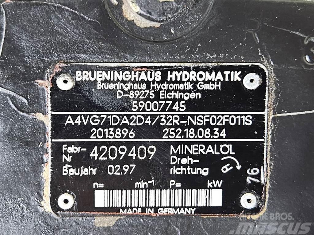 Brueninghaus Hydromatik A4VG71DA2D4/32R-Drive pump/Fahrpumpe Hydraulika