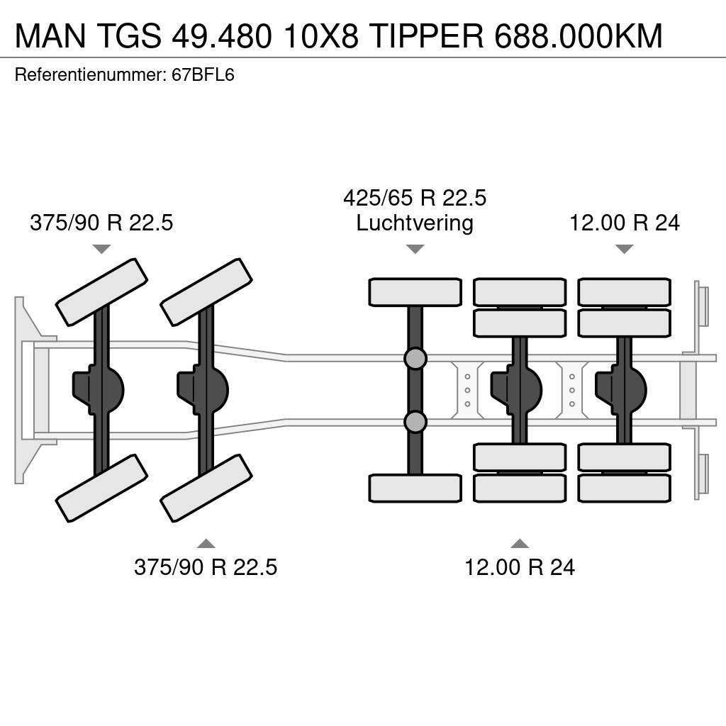 MAN TGS 49.480 10X8 TIPPER 688.000KM Sklápače