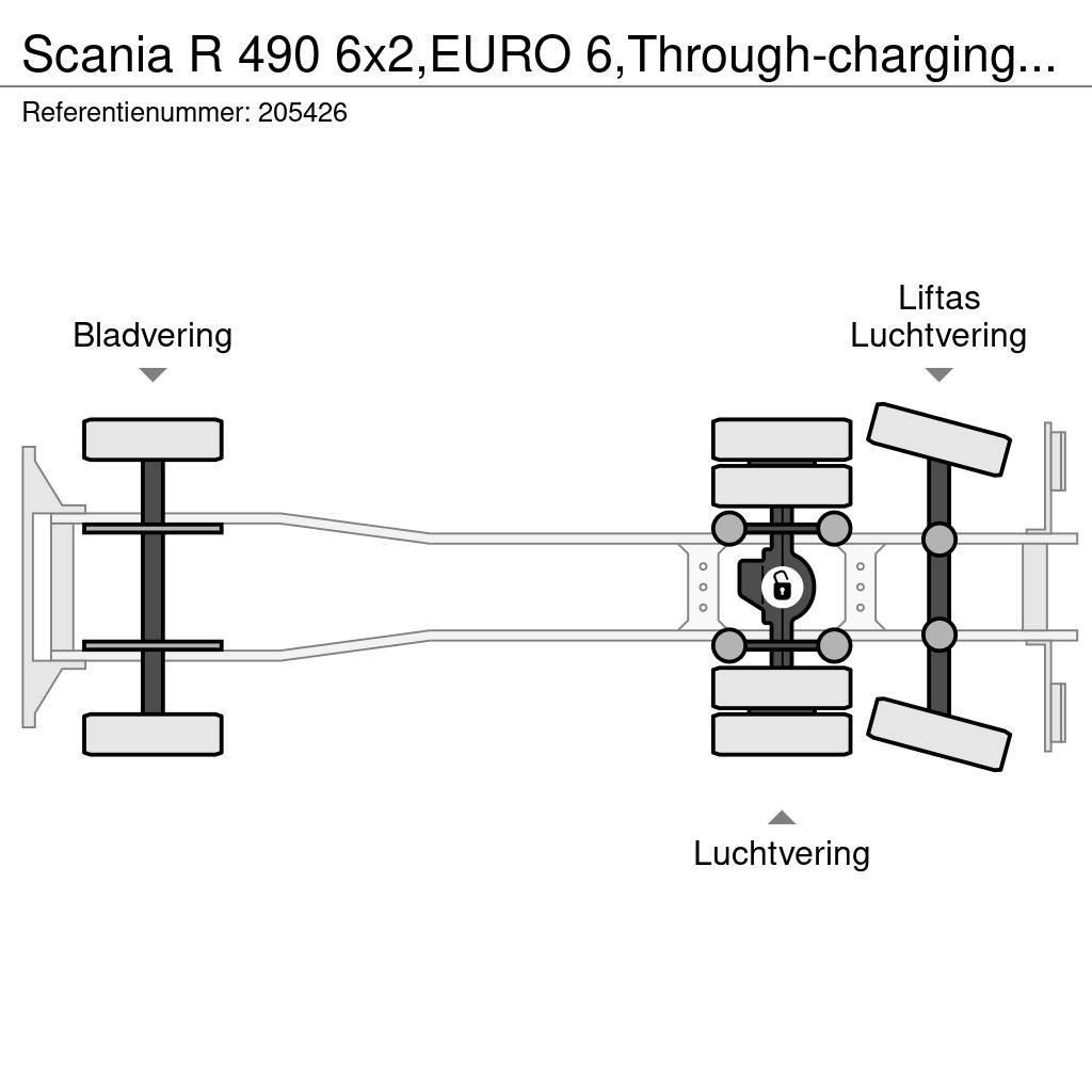 Scania R 490 6x2,EURO 6,Through-charging system,Retarder, Nákladné vozidlá s bočnou zhrnovacou plachtou