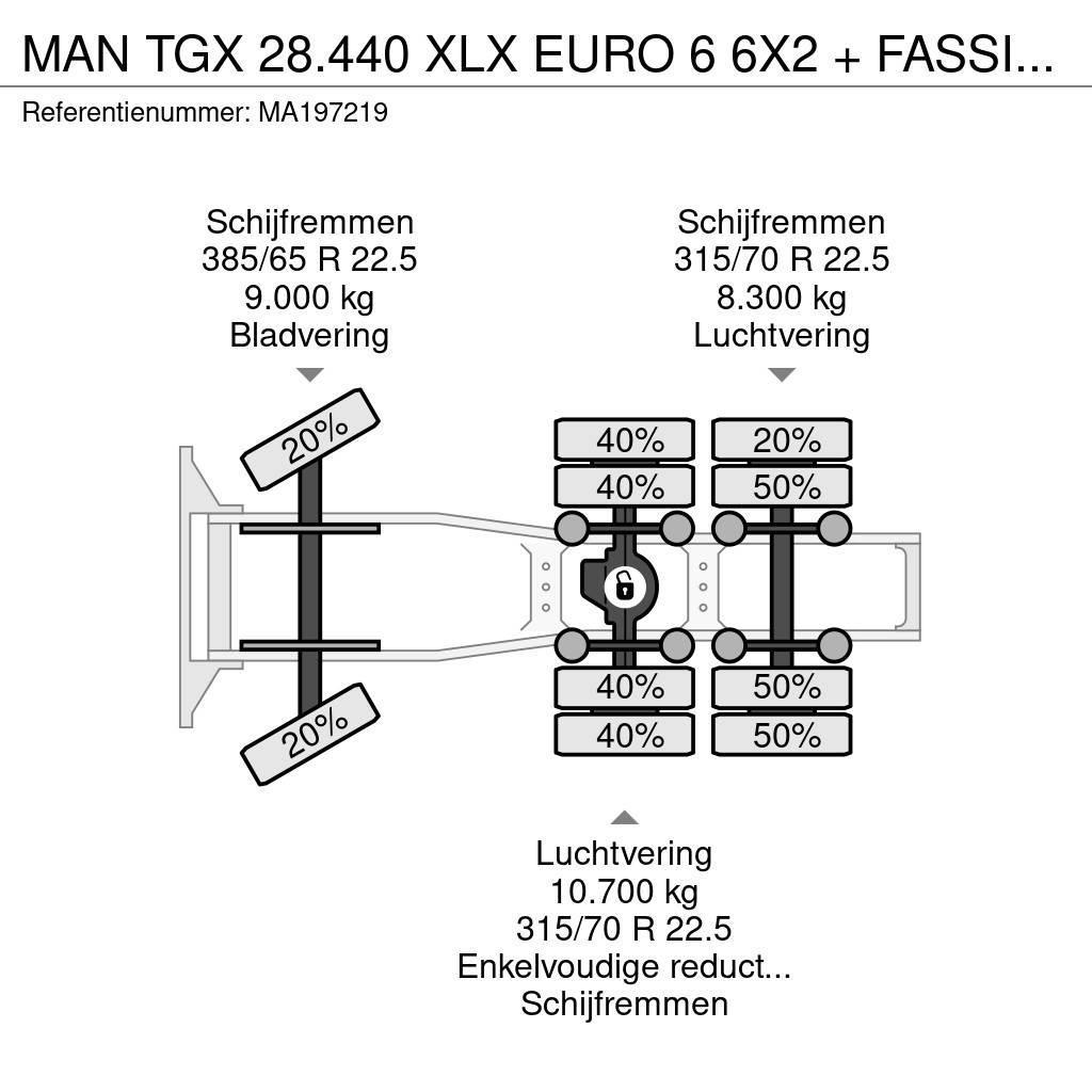 MAN TGX 28.440 XLX EURO 6 6X2 + FASSI F365 + FLYJIB + Ťahače