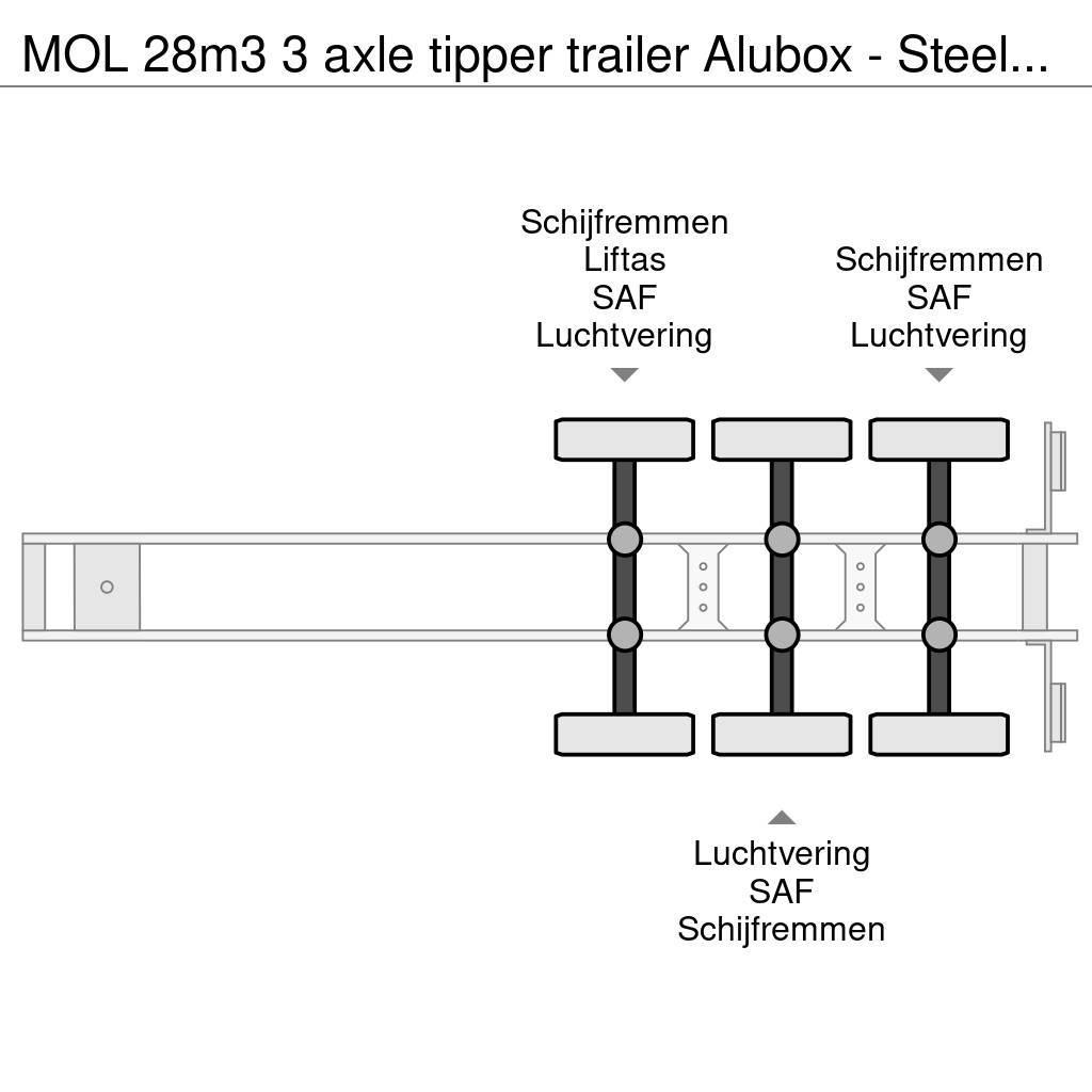 MOL 28m3 3 axle tipper trailer Alubox - Steelchassis ( Sklápacie návesy