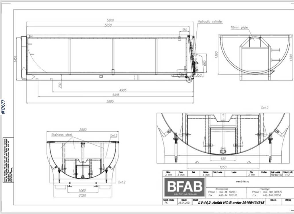  BFAB Asphalt tub on hook frame Náhradné diely nezaradené