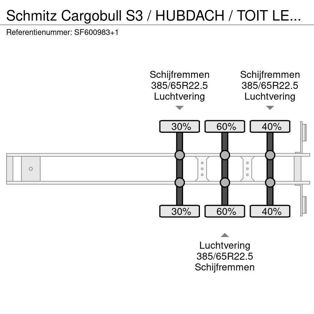 Schmitz Cargobull S3 / HUBDACH / TOIT LEVANT / HEFDAK / COIL / COILM Plachtové návesy