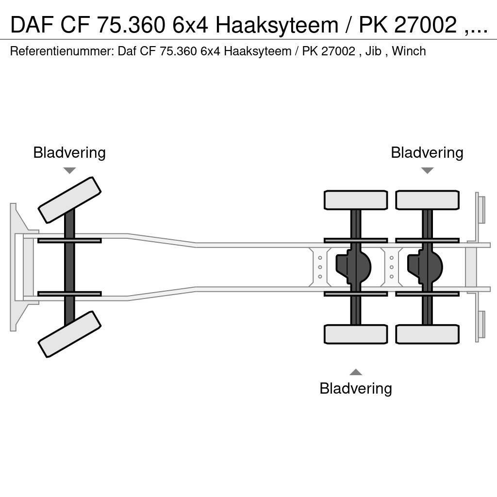 DAF CF 75.360 6x4 Haaksyteem / PK 27002 , Jib , Winch Hákový nosič kontajnerov