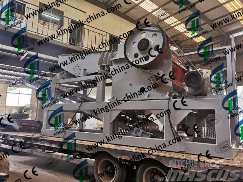 Kinglink PE600X900 Semi Mobile Quarry Jaw Crusher Plant Mobilné drviče