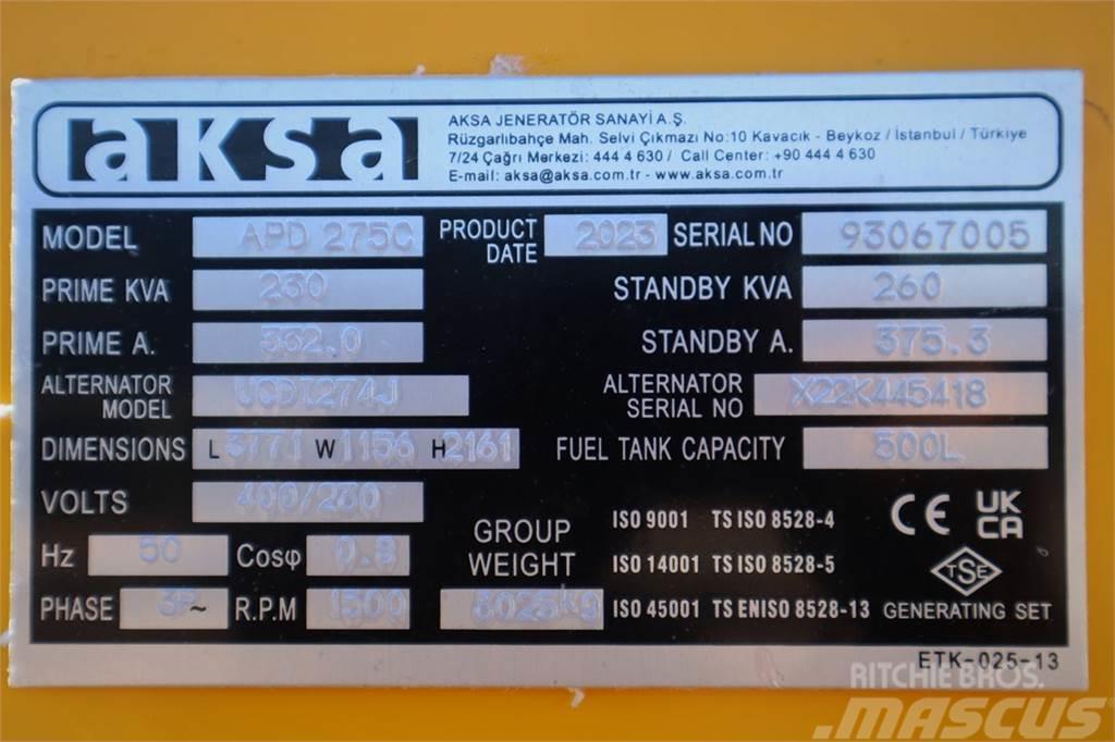 AKSA APD275C Valid inspection, *Guarantee! Diesel, 275 Naftové generátory