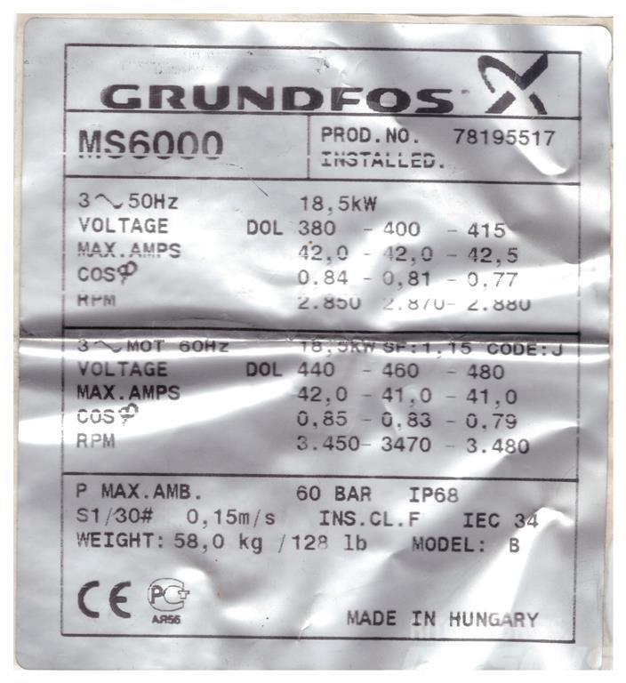 Grundfos SP60/11 - 25 HK Ďalšie komponenty