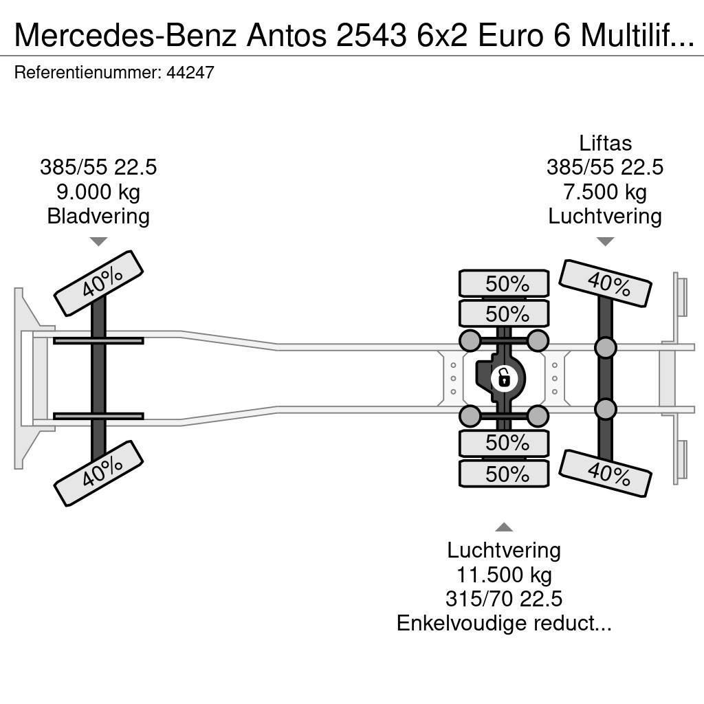 Mercedes-Benz Antos 2543 6x2 Euro 6 Multilift 26 Ton haakarmsyst Hákový nosič kontajnerov