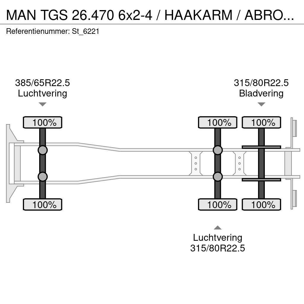 MAN TGS 26.470 6x2-4 / HAAKARM / ABROLKIPPER / NEW! Hákový nosič kontajnerov