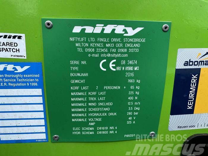 Niftylift HR17N Hybrid, hoogwerker, 17 meter Ďalšie zdvíhacie zariadenia a plošiny