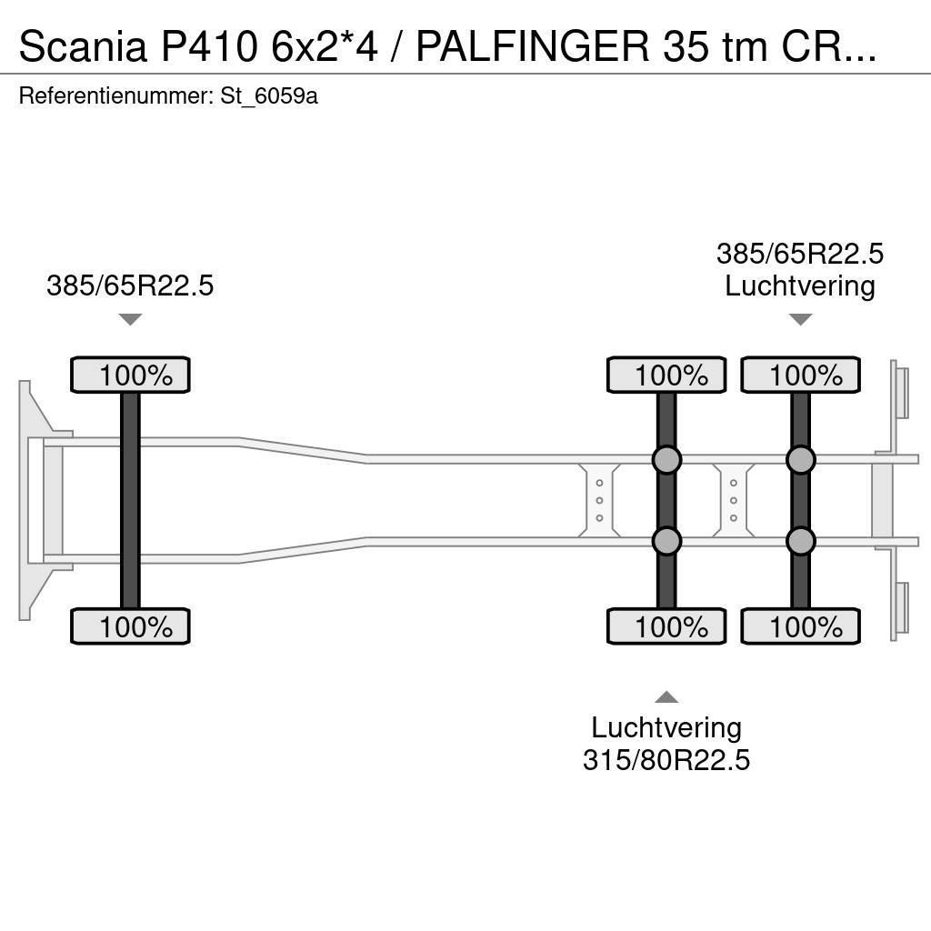 Scania P410 6x2*4 / PALFINGER 35 tm CRANE + WINCH Autožeriavy, hydraulické ruky