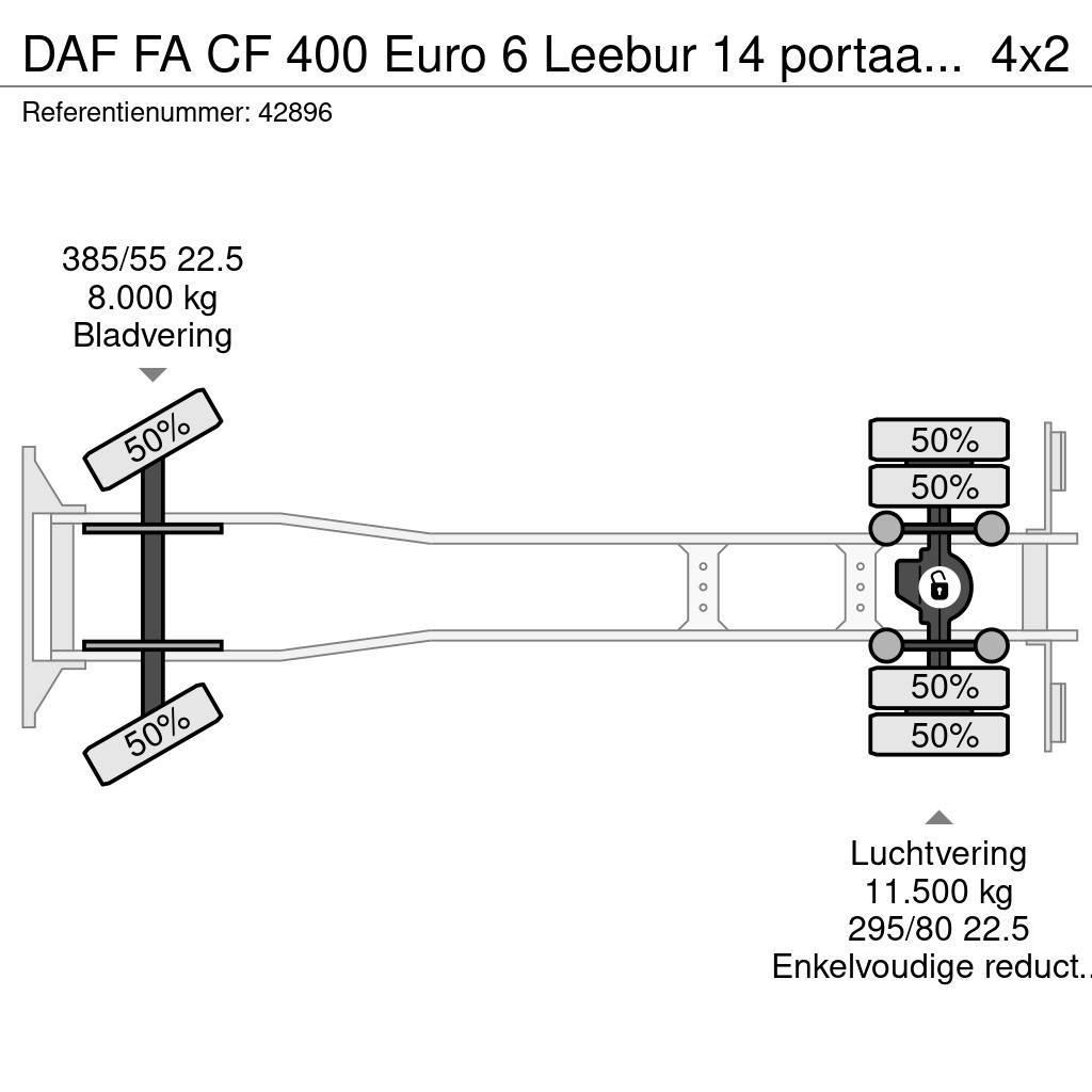 DAF FA CF 400 Euro 6 Leebur 14 portaalarmsysteem Ramenové nosiče kontajnerov