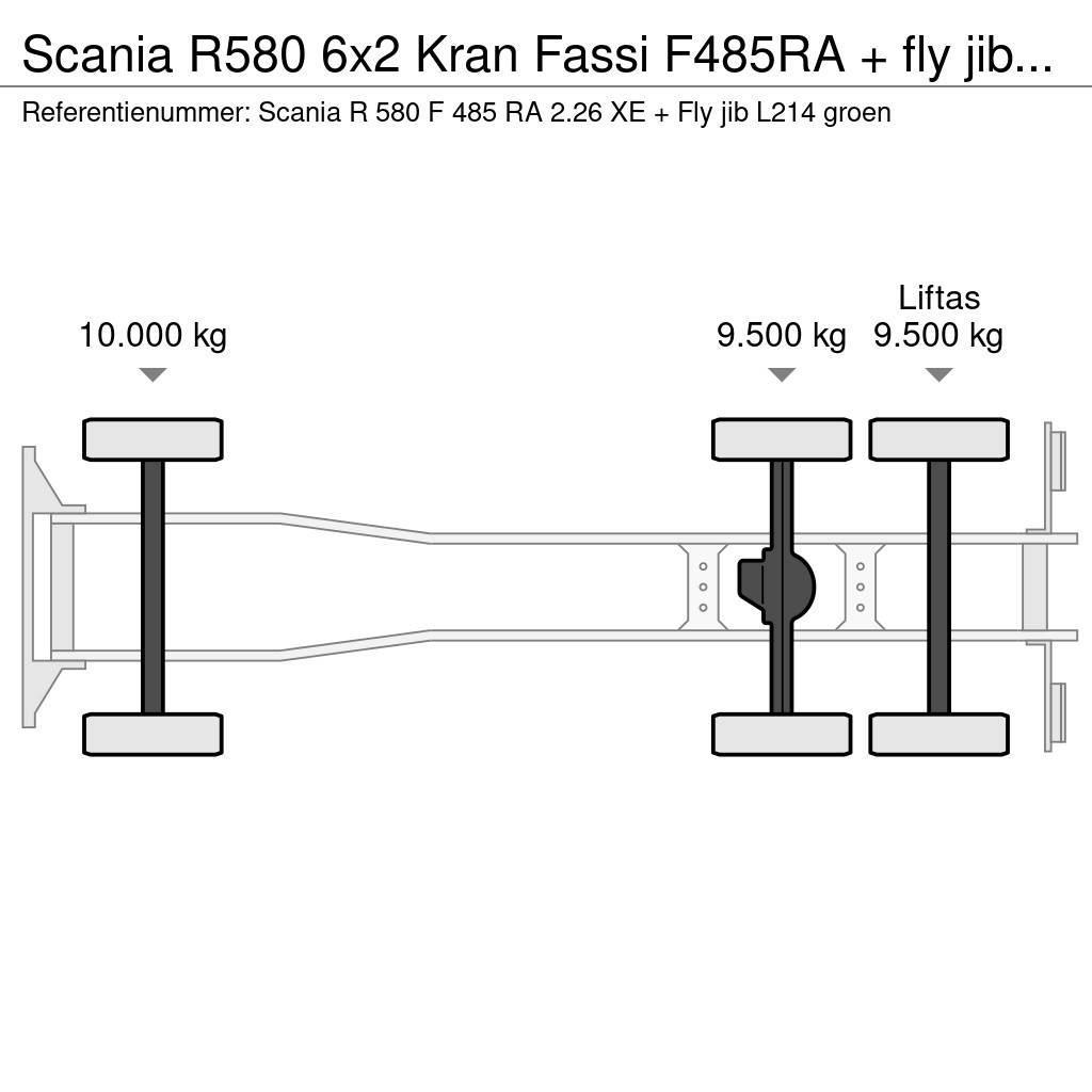 Scania R580 6x2 Kran Fassi F485RA + fly jib Euro 6 Univerzálne terénne žeriavy