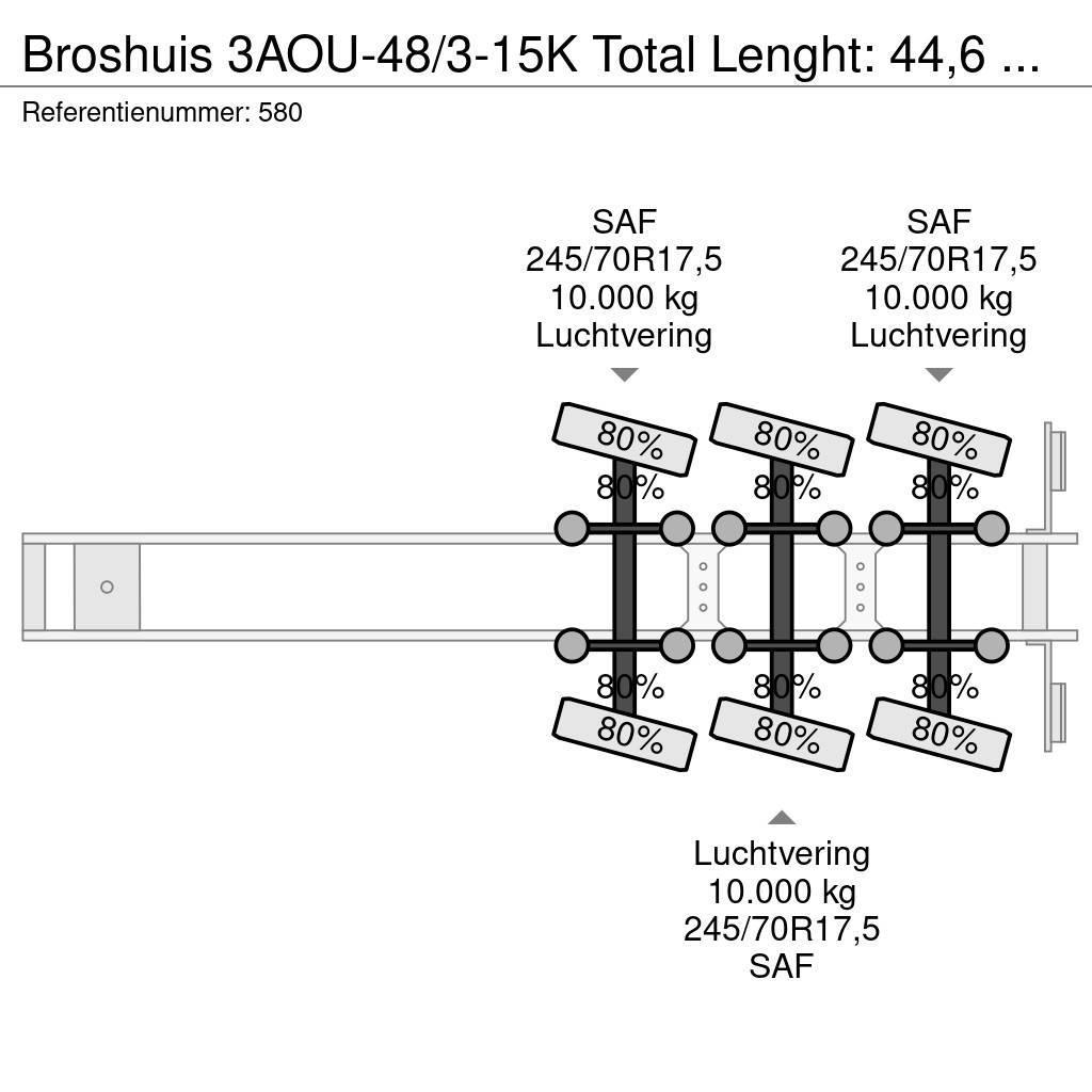 Broshuis 3AOU-48/3-15K Total Lenght: 44,6 Meter Wing Carrie Valníkové návesy/Návesy sa sklápacím bočnicami