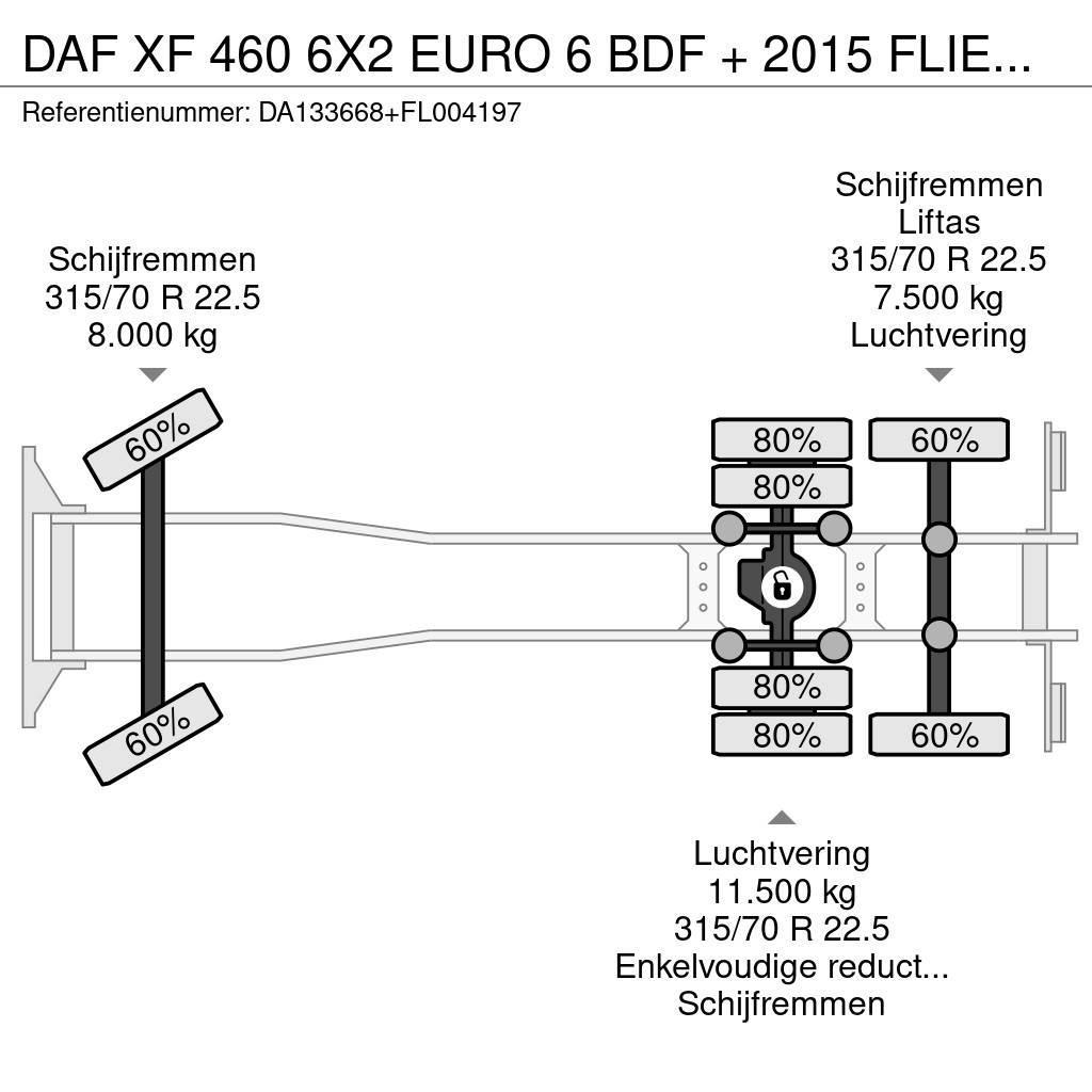 DAF XF 460 6X2 EURO 6 BDF + 2015 FLIEGL 2 AXLE Lanový nosič kontajnerov
