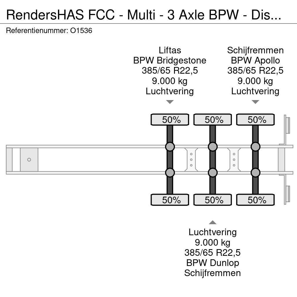 Renders HAS FCC - Multi - 3 Axle BPW - DiscBrakes - LiftAx Kontajnerové návesy